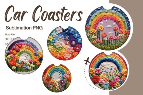 3D Rainbow Flower Embroidery Car Coaster Review