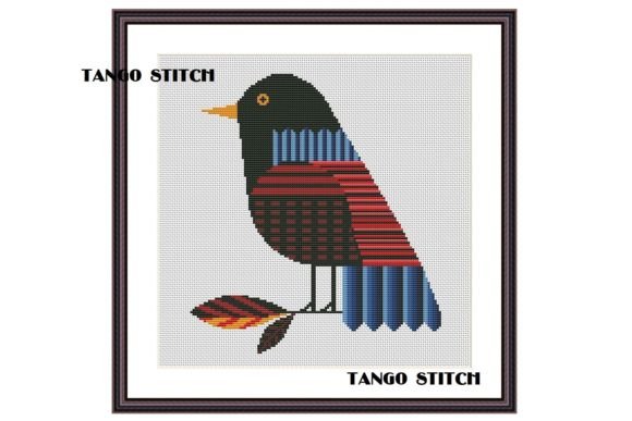 Cute Stripe Bird Animals Cross Stitch