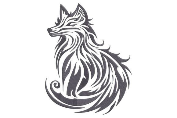 Elegant Fox with a Swirling Tribal Tail