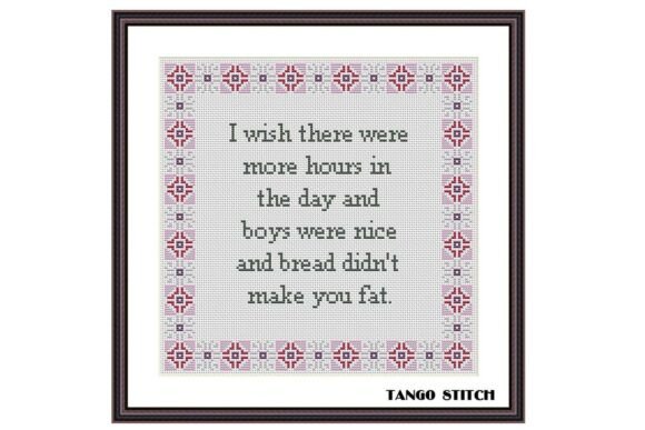 I Wish Funny Quote Cross Stitch Pattern