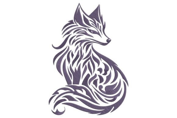 Tribal Fox in Purple Embroidery Design